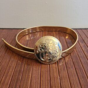 Vintage Gold Tone Stretchy Hook Belt